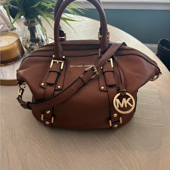 Michael Kors Tan Leather Satchel with Gold Accents - Picture 2 of 16